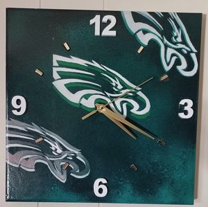 This is a handmaid Eagles ceramic 12 x 12 wall clock awesome for any fan